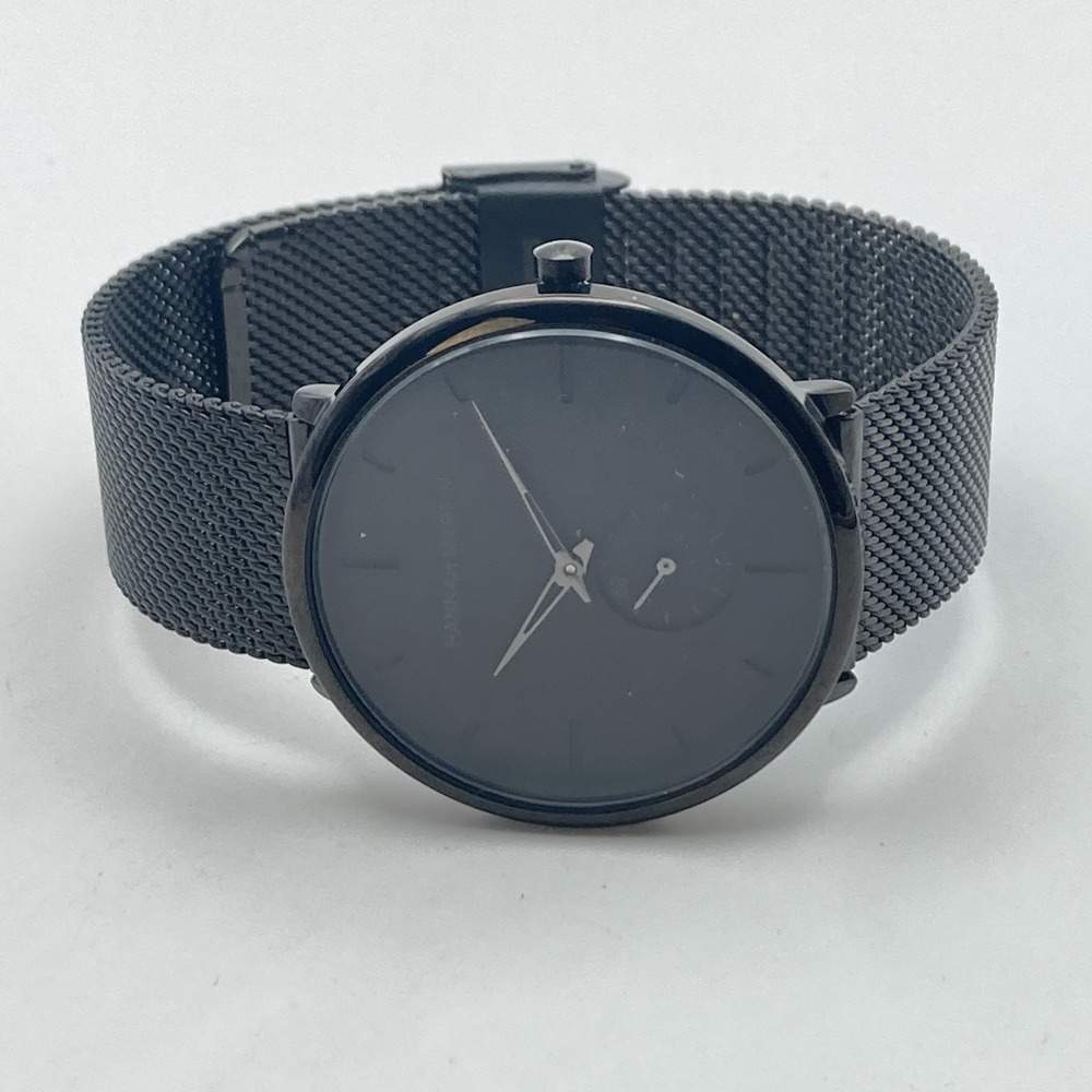 Hannah Martin Men's Watch 40mm Blackout Small Seconds Mesh Band New Battery